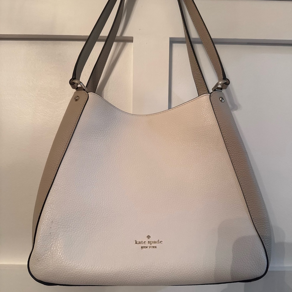 kate spade Leila color block Cream and Tan Leather Shoulder Bag